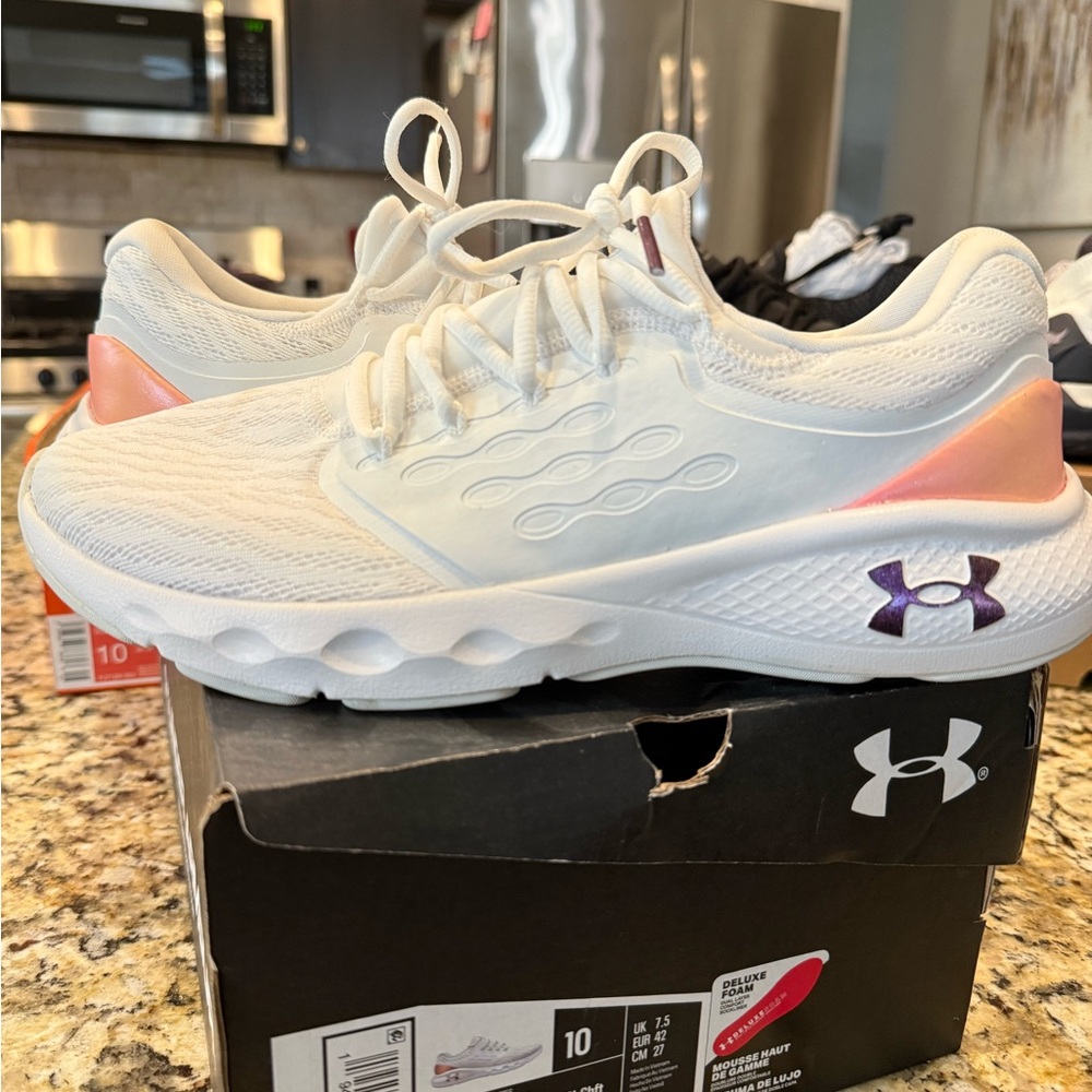 Under Armour Women's White and Peach Athletic Shoes